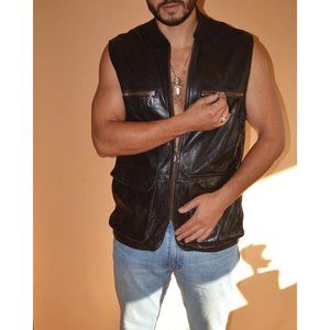 Nostalgic Faux Leather Brown Vest